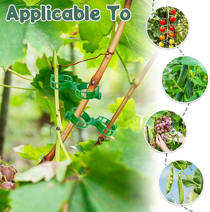 OJYUDD 200 Pcs Plant Support Clips,Plastic Plant Clips for Climbing Plants,Garden Vine Clips for Tomato,Grape,Cucumber,Vegetables (Green)