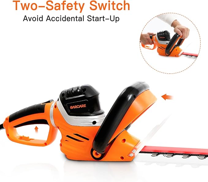 GARCARE Electric Hedge Trimmer Corded-4.8 Amp 24inch Dual-Action Cutting Laser Blade Tree Trimmer Branch Cutter for Lawns, Bushes and Garden Landscaping