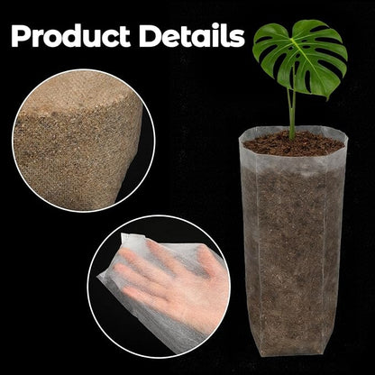 Augshy JULMELON 100 Pcs Nursery Growing Bags, 7.5x11.6 inch Breathable Non-Woven Plants Grow Fabric Plant Grow Bags for Vegetable Seed Starter Home or Outdoor Garden Supply