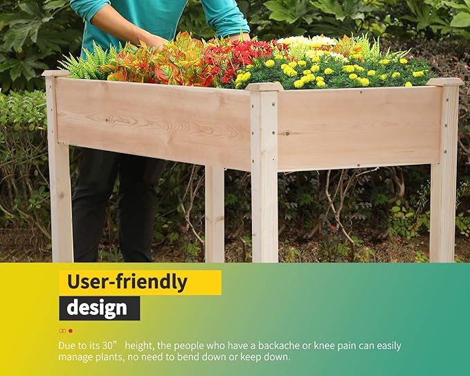 BLKMTY Wooden Garden Bed Raised Planter Box with Legs Outdoor Vegetable Planter Boxes Patio Raised Flower Bed Above Ground Table Planters Elevated Wood Planter Box Stand for Backyard,Balcony