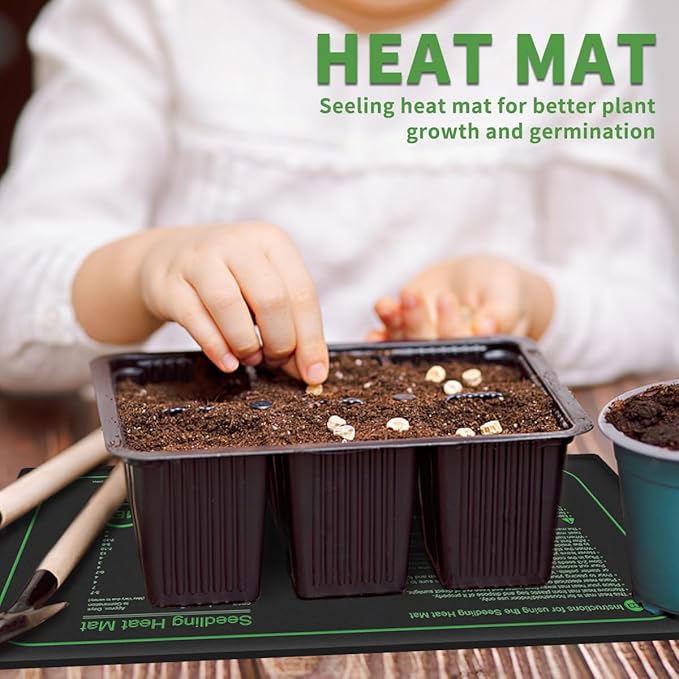 2 Pack Seedling Heat Mat for Seed Starting, 10" x 20.75" 21W Waterproof Heating Pad for Indoor Tray Plants,Safe & Durable Warm Mats for Hydroponics Germination