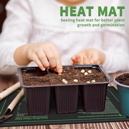 2 Pack Seedling Heat Mat for Seed Starting, 10" x 20.75" 21W Waterproof Heating Pad for Indoor Tray Plants,Safe & Durable Warm Mats for Hydroponics Germination