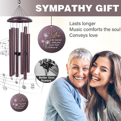 ASTARIN Personalized Memorial Wind Chime for Loss of Loved One 30/36/42 inch, Sympathy Deep Tone Wind Chimes for Mom Dad/Mother Father, Remembrance Gifts for Grief Condolence Funeral, Produced in USA