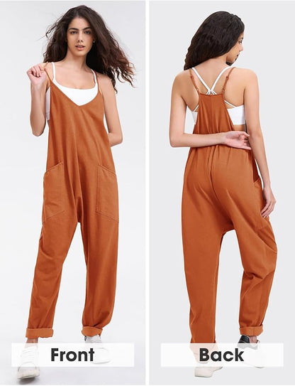 EXLURA Womens Casual Summer Jumpsuits 2026 Romper Bib Outfits Beach Vacation Denim Trendy Fashion Overalls with Pockets