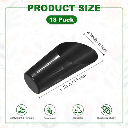 18-Pack Bonsai Soil Scoops, Plastic Garden Soil Scoops Bucket Shovel Potting Scoopers for Transplanting/Flower Planting/Plant Succulent, Colorful Small Gardening Tools [Black]