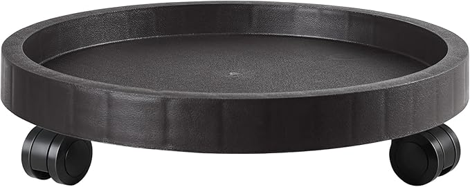 11 Inch Planter Caddies Rolling Saucer Caddy with Wheels, Heavy Duty Wheeled Stand for Potted Plant, Round Coaster Roller Base Tray with Casters, Flower Pot Dolly Holder for Indoor Outdoor