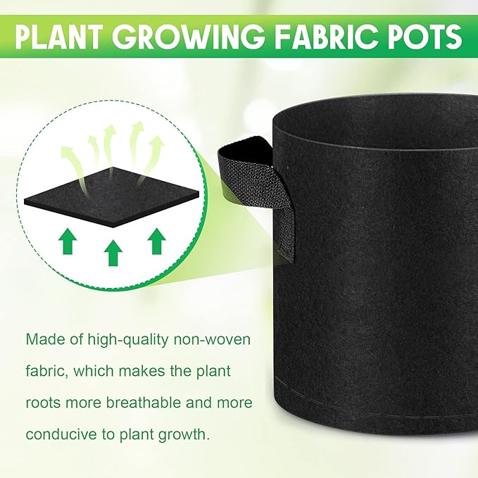 Nuanchu 50 Packs Grow Bags Small Aeration Fabric Pots Nonwoven Garden Bags Grow Pots Planter with 50 Pcs Plant Labels for Indoor Outdoor Plant Flower Planting Vegetable Growing (2 Gallon)