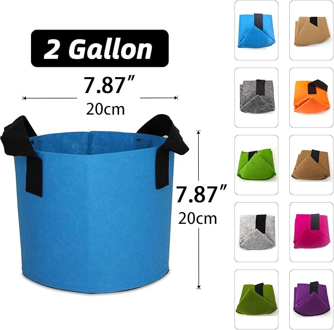 Grow Bags,Growing Pot Bags Garden Grow Bag Indoor Outdoor Fabric Aeration Plant Pot Container Flower Vegetable Pouch (Mixed 10colors,2 Gallon)