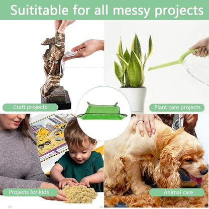 Waterproof 39.4"*29.5" Repotting Mat for Indoor Plants Transplanting, Heavy Duty Potting Tray for Mess Control, Succulent Potting, Garden Mat, Bonsai Tools for Plant Lover, Clear Green