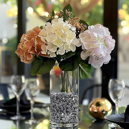 HappyFiller 3-7mm Candle Holder Mini Rocks,Vase Fillers Small Gravels Stones,Terrarium Succulent Planter Soil Cover Decor Pebbles,Aquarium Fishbowl Granule,Crushed Glass,Silver 0.81 LB