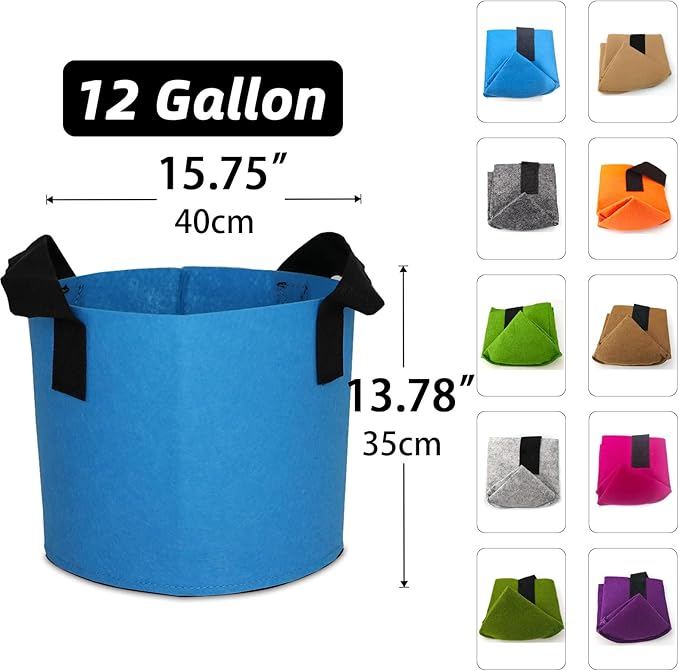 Grow Bags,Growing Pot Bags Garden Grow Bag Indoor Outdoor Fabric Aeration Plant Pot Container Flower Vegetable Pouch (Mixed 10colors,12Gallon)