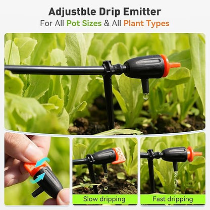 RAINPOINT Easy-Setup Automatic Plant Waterer Indoor for Pot Plant Adjustable Water Output,Battery Powered Outdoor IP54 Waterproof Drip Irrigation System Device Kit Beginner-Friendly Water 10-15 Plants
