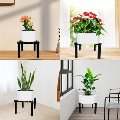 Four Legs Adjustable Metal Plant Stand for 5"-10" Plant Pot – Indoor & Outdoor (Black, 1 Pack)