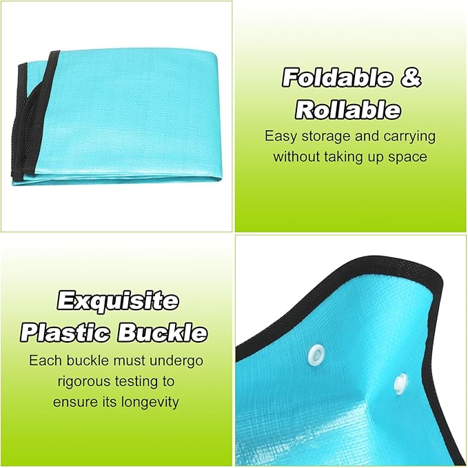 HARFINGTON 3pcs Repotting Mat 31.5" x 39.4" PE Cloth Waterproof Plant Repotting Mat Foldable Portable Gardening Potting Tray with Plastic Buckle for Indoor Plant Change Soil Watering, Blue