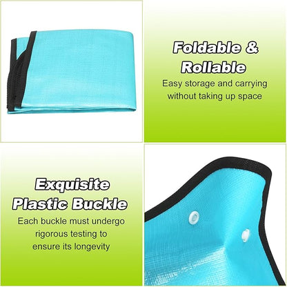HARFINGTON 3pcs Repotting Mat 31.5" x 39.4" PE Cloth Waterproof Plant Repotting Mat Foldable Portable Gardening Potting Tray with Plastic Buckle for Indoor Plant Change Soil Watering, Blue