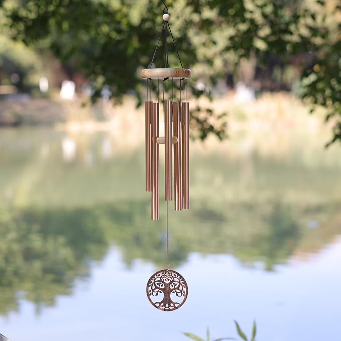 Deep Tone Wind Chimes for Outdoor - Handcrafted Copper Pipe Wind Chime with Tree of Life Pendant, Melodic Garden & Patio Decor (Ideal Gift for Mother, Grandmother, Housewarming) (Style 2)