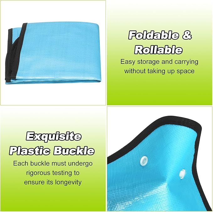 HARFINGTON Repotting Mat 19.7" x 19.7" PE Cloth Waterproof Plant Repotting Mat Foldable Portable Gardening Potting Tray with Plastic Buckle for Indoor Plant Change Soil Watering, Blue