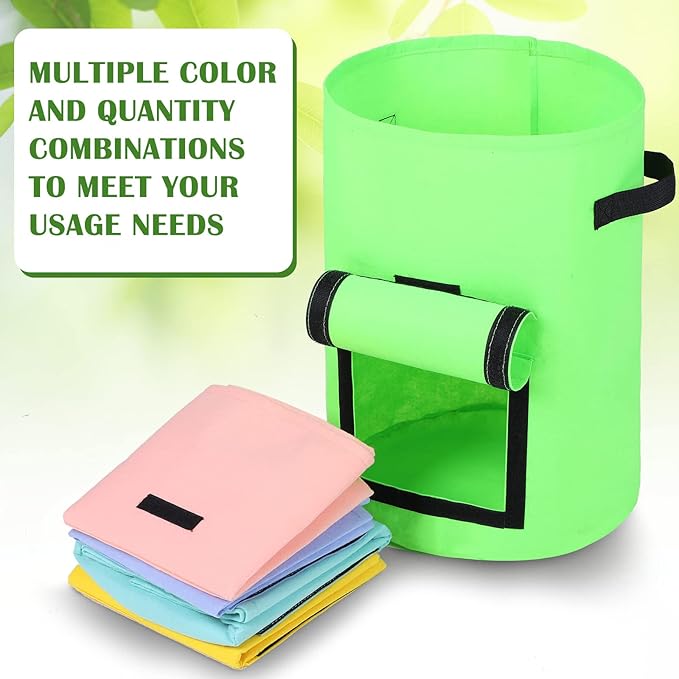 Yinder 20 Pcs 10 Gallon Potato Grow Bags with Flap and Handles Thickened Aeration Fabric Pots Garden Bags Potato Growing Containers Vegetable Garden Planter Bag for Plant Fruit(Bright Color)