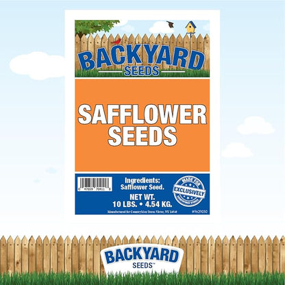CountryMax Backyard Seeds Safflower for Birds 10lbs - Premium Cardinal Bird Seed for Outside Feeders, Small Bag of Wild Bird Food