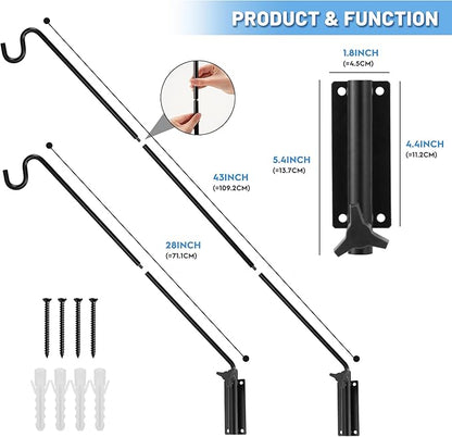 ERYTLLY 2 Packs Heavy Duty Deck Hook Wall Mounted, Extensible and Adjustable Deck Hook for Hanging Bird Feeder, Plants, Suet Baskets,Wind Chimes,Lanterns and More