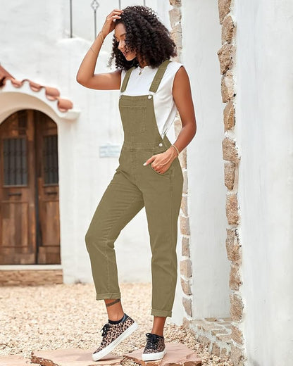 Vetinee Womens Classic Adjustable Straps Pockets Denim Bib Overalls Jeans Pants