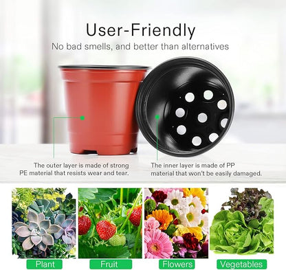 VIVOSUN 100 Pcs 4 Inch Plastic Plant Nursery Pots, Seed Starting Pot, Flower Plant Container for Seedlings, Cuttings, Transplanting