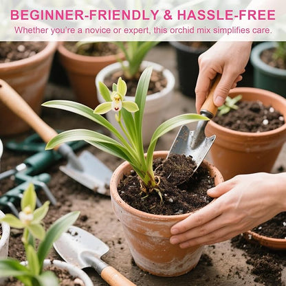 Organic Orchid Potting Mix & Bark Blend 2qt - All Natural, Fast Draining Soil for Phalaenopsis, Dendrobium, Oncidium Plants