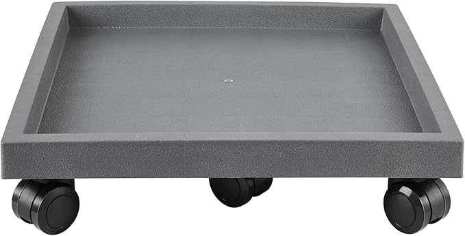 16.5 Inch Square Rolling Plant Caddy Saucer with Wheels, Heavy Duty Wheeled Planter Stand for Potted Plant, Coaster Roller Base Tray with Casters, Flower Pot Dolly Holder for Indoor Outdoor