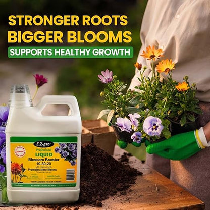 EZ-GRO 10-30-20 Blossom Booster Fertilizer - Liquid Plant Food - Plant Fertilizer is Specially Made for Blooms -1 QT