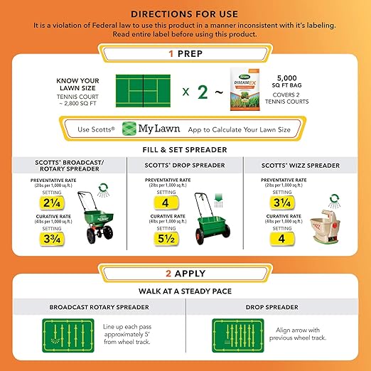 Scotts DiseaseEx Lawn Fungicide for Lawn Care - Controls and Prevents Brown Patch, Pythium Blight and More as Listed, Treats Up to 5,000 sq. ft., 10 lbs. (3-Pack)