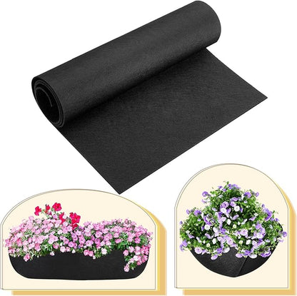 16x122 Inch Black Felt Planter Liner Roll, Non-Woven Hanging Basket Liners Coco Coir Alternative Breathable Outdoor Planter Liner Window Box Liners for Metal Basket Flower Pot Raised Garden Bed