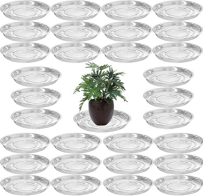 30 Packs 8" Clear Plant Saucers for Indoor Outdoor Use Heavy Duty Plastic Plant Trays for Planter Bulk Flower Pot Drip Trays to Catch Water, 4 to 20 Inch, Round Transparent
