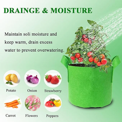 5 Gallon Grow Bags, 4 Pack Fabric Pots with Handles for Veggies Flowers Garden Plant Green