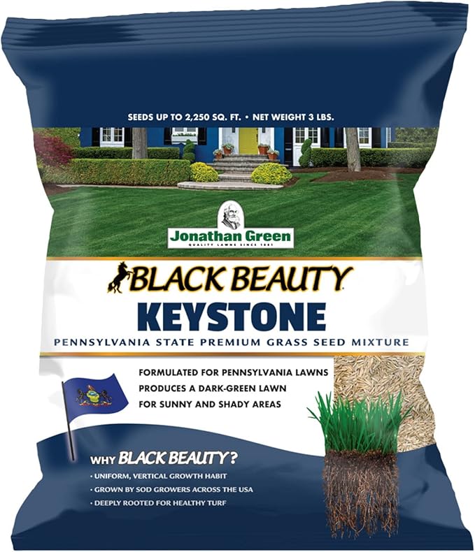Jonathan Green (10360) Black Beauty Keystone PA Grass Seed (Made for Pennsylvania) - Cool Season Lawn Seed (3 lb)