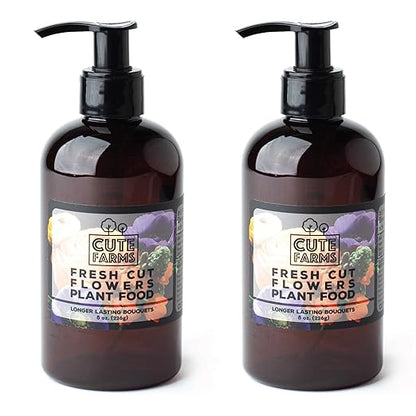 Fresh Cut Flower Food for Longer Lasting Blooms | Gentle Plant Food Concentrate (Two - 8 oz. Bottles)