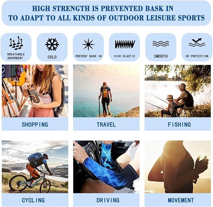 Binienty Unisex Arm Sleeves for Driving, Golf, Cycling, Sports, UV Protector Cooling Arm Sleeves Cover