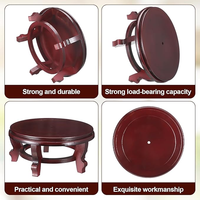 15.75 Inches Wooden Planter Stand Indoor Chinese Vase Fishbowl Display Stands Asian Vase Pot Traditional Stands for Home Indoor Plants Outdoor Decoration
