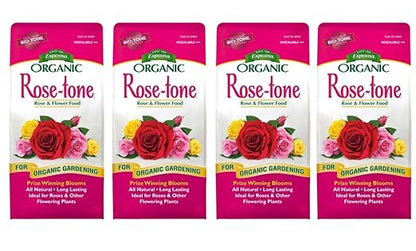 Espoma Organic Rose-Tone 4-3-2 Organic Fertilizer for All Types of Roses and Other Flowering Plants. Promotes Vigorous Green Growth and Abundant Blooms. 8 lb. Bag - 4 Pack
