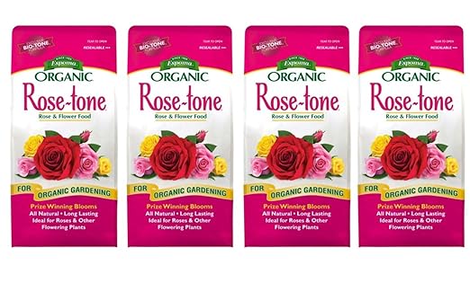 Espoma Organic Rose-Tone 4-3-2 Organic Fertilizer for All Types of Roses and Other Flowering Plants. Promotes Vigorous Green Growth and Abundant Blooms. 8 lb. Bag - 4 Pack