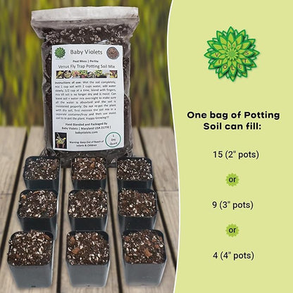 Venus Fly Trap, Pitcher, Butterworts, Bladderworts Drosera Carnivorous Plants Potting Soil Mix 1 Quart (1qt 4 Level Cups)