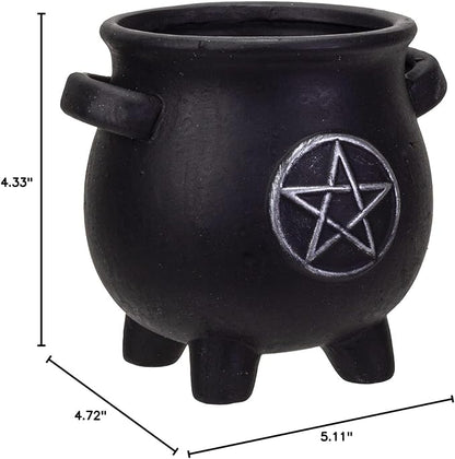 Pacific Giftware Witches Cauldron Terracotta Planter Pot Candy Holder Tabletop Figurine (Pentagram)