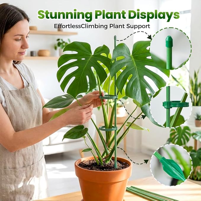 Extendable Plant Stakes, 17 Inch Plant Support Stakes with Clips, Sturdy Plant Stakes for Indoor Outdoor,Garden Sticks for Tomato,Orchid,Climbing Plants (30cm, 10Pcs)