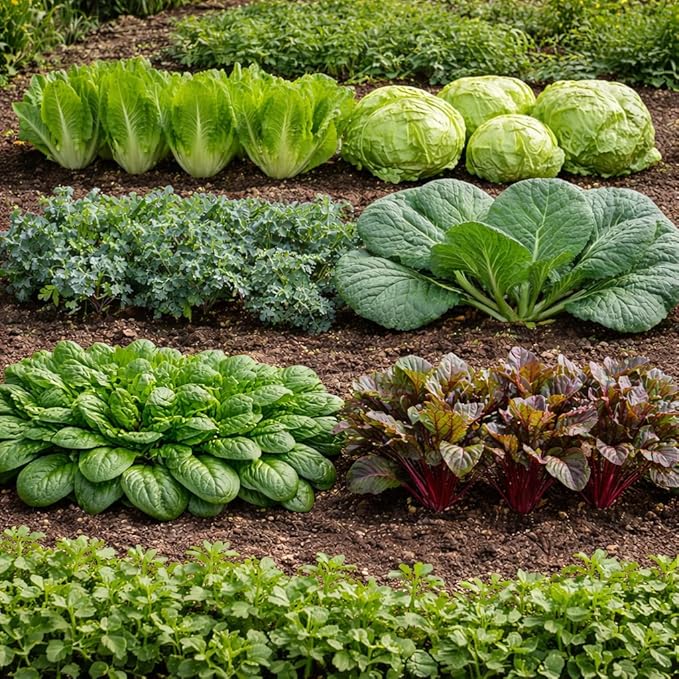 Greens Seeds Collection, 2500+ Seeds, 9 Heirloom Varieties, Arugula, Beet, Upland Cress, Vates Collard, Red Russian Kale, Crisphead Lettuce, Parris Island Lettuce, Tatsoi Mustard, Viroflay Spinach