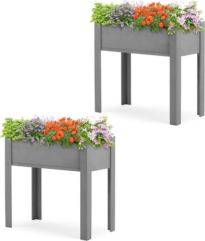 Raised Garden Bed with Legs (31x16x31''), Solid Wood Elevated Planter Box for Outdoor