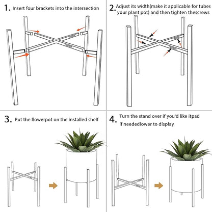 ARNIS Modern Plant Pots, Large Planters with Stand, Set of 2 Decorative Planters, Metal Plant Pots with Drainage Holes for Living Room, Office, Garden or Balcony, 10.5 &12.25 Inch, Black
