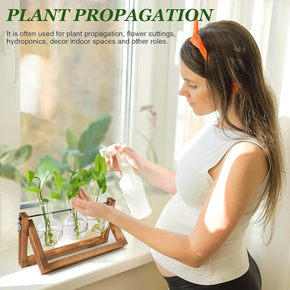 Plant Propagation Stations with Wooden Stand & 3 Glass Bulb Vases - Plant Terrarium for Indoor Plants, Home Office Desk Decor, Gardening Gifts for Women Mom, Birthday Gifts for Plants Lovers