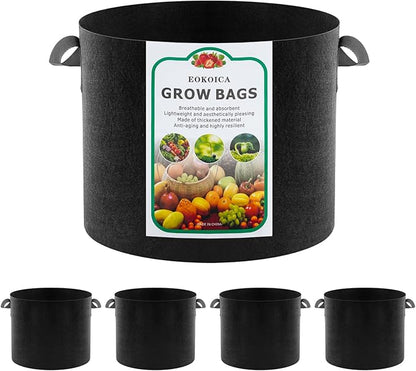 5-Pack 5 Gallon Grow Bags, Thickened Aeration Fabric Pots with Handles, Heavy Duty Plant Bags for Vegetables, Tomatoes, Potatoes, Fruits & Flowers, Reusable Garden Pots for Plants