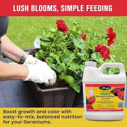 Geranium Fertilizer by EZ-GRO | 15-15-15 is a Plant Food for All Geranium Plants