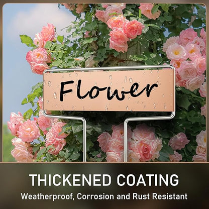 25PCS Copper Metal Plant Tags Plant Labels with 50Pcs Labels, Rainproof PET Film & 2 Permanent Pen, 6.1 inch Weatherproof Banner Garden Markers, Marking Protection Seedling Signs Nursery Tags