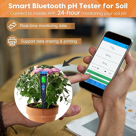 Digital pH Tester for Soil, Soil pH Test Kit for Indoor Potted Plants, Professional pH Meter for Soil and Water, Measuring Soil pH for Garden, Grass,Lawn, Greenhouse,Outdoor,Farming, Yard Use